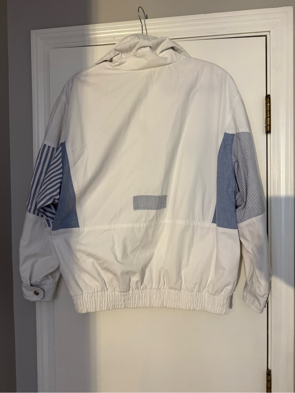 Light Blue and White Colorblock Bomber Jacket - Picture 3 of 3